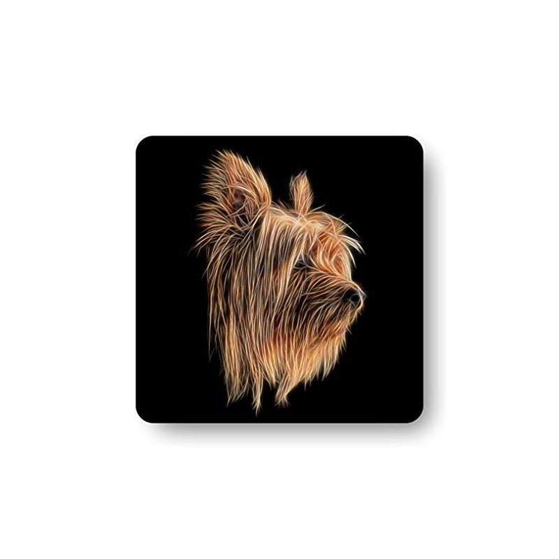Fractal Artworks Silky Terrier Coaster with Fractal Art Design #1-3.