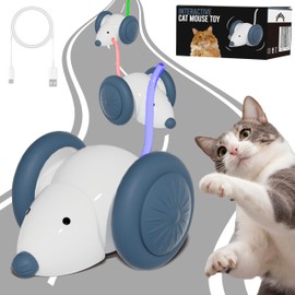 Paws&Whiskers Cat Toys Interactive Cat Toy, Cat Toys for Indoor Cats Adult Kitten, Motion Activated USB Rechargable Smart Automatic Cat Toy with Slow and Fast Mode (White)