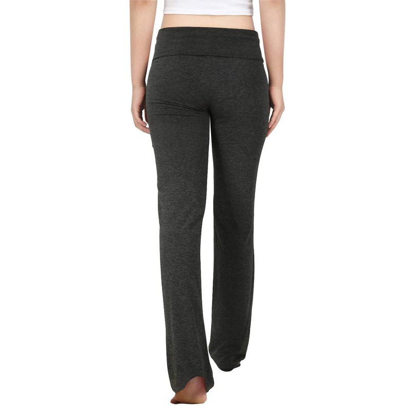 HDE Foldover Athletic Yoga Pants Gym Workout Leggings (Charcoal Gray,