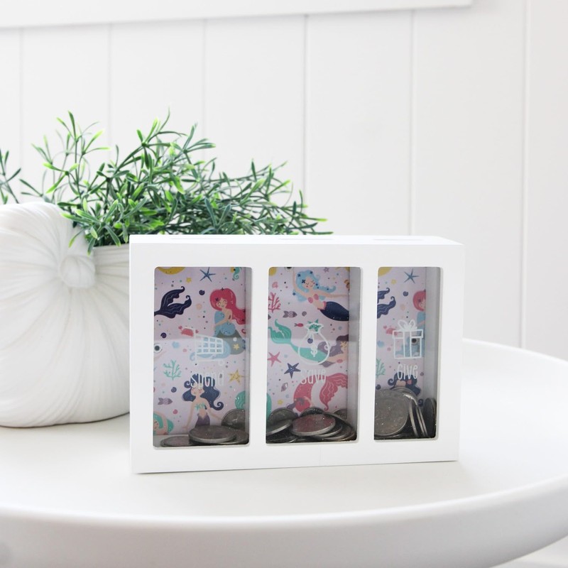 Splosh Kids Mermaid Spend Save and Give Money Box, 20.5