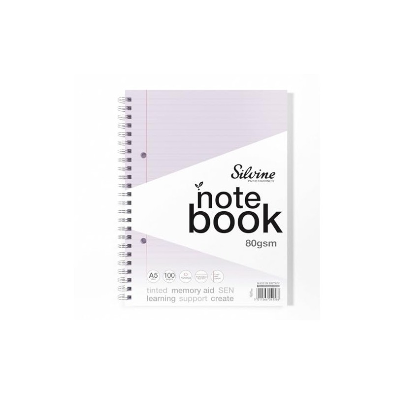 Silvine A5 Blue Paper Dyslexia Notebook | 100 Wirebound Pages,