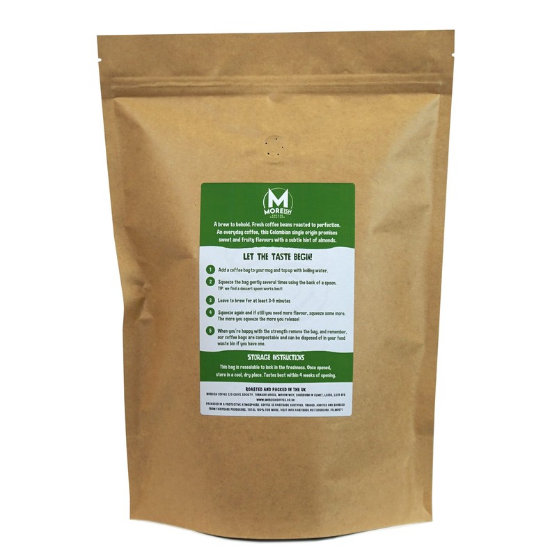 Moreish Coffee Bags - Smooth Colombian Fairtrade (50 Single Origin