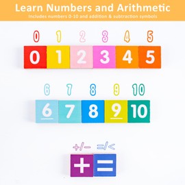 Wooden Learning Education Toys, TOTCOZY Double-Sided Finger Counting & Number Tracing Board, Preschool Educational Toys for 3 4 5 Year Old Boys Girls