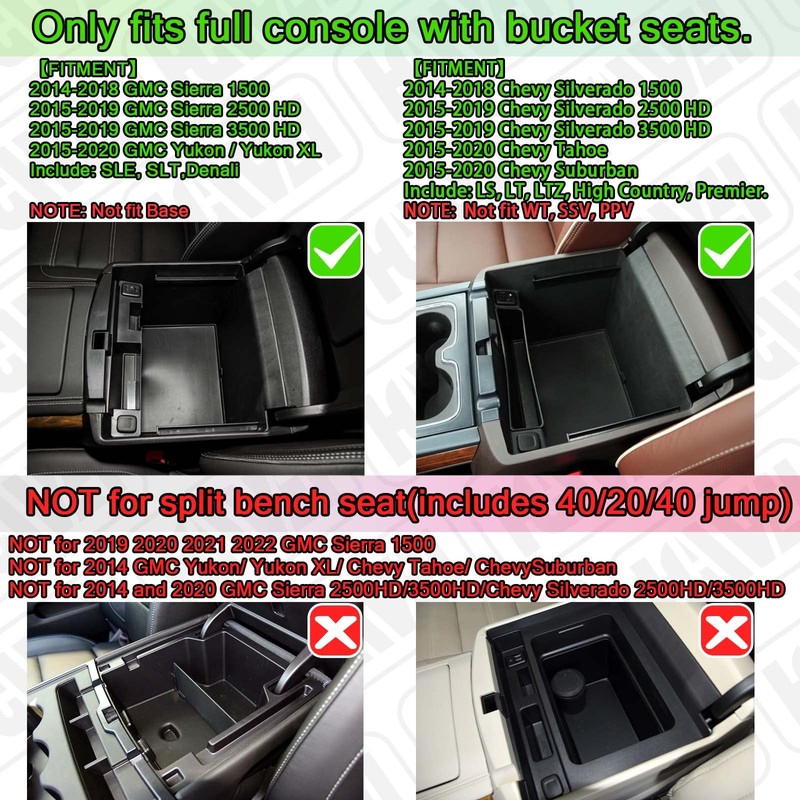 HGWEI Center Console Organizer Tray Compatible with Chevy Silverado/GMC Sierra