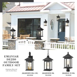 Emliviar Outdoor Sconce Light, 20.5 Inch Large Exterior Wall Lighting Fixture with Seeded Glass, Black and Gold Finish, DE280BM BK+BG