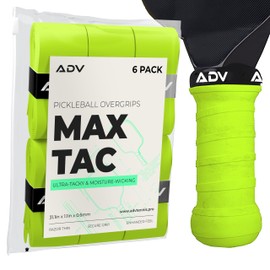 ADV MaxTac Tacky Pickleball Overgrip - 6 & 12-Pack - Extremely Sticky Non-Slip Pickleball Grip Tape - Razor-Thin & Easy to Use Pro Pickleball Paddle Grip Tape (6-Pack Volt)