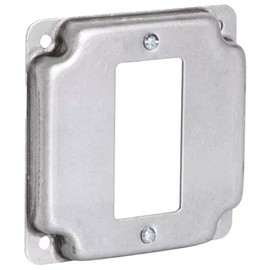 Airmont Products AP-12093, 4" Square Decora Switch Electrical Box Cover, 1/2" Raised, Exposed Work, Galvanized Steel, Crushed Corners, 2-Gang