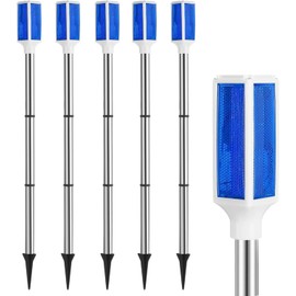 Joyibay 5 PCS Solar Powered Driveway Markers, Solar Warming Landscape Lights, Solar Outdoor Driveway Lights, Landscape Driveway Reflectors on Poles for Snow Road Yard (Blue)