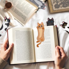 JSRQT 30Pcs Cat Paper Bookmarks, Adorable Kitty Design Page Markers Book Page Clips for Book Lovers, Reading Accessories Gift for for Students Teachers,10 Styles