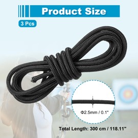MECCANIXITY 10 Feet Archery D Loop Rope String Nocking Loop Rope Serving Thread Release Material for Compound Archery Bowstring(Black, Pack of 3)