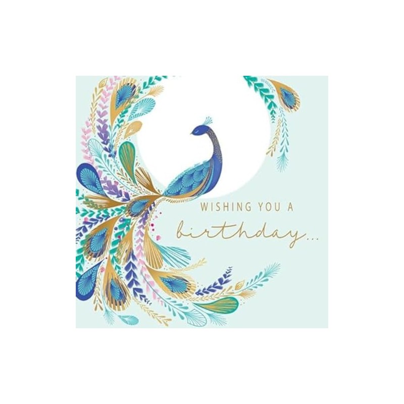 Piccadilly Greetings Modern Luxury Birthday Card, Peacock - 160 mm