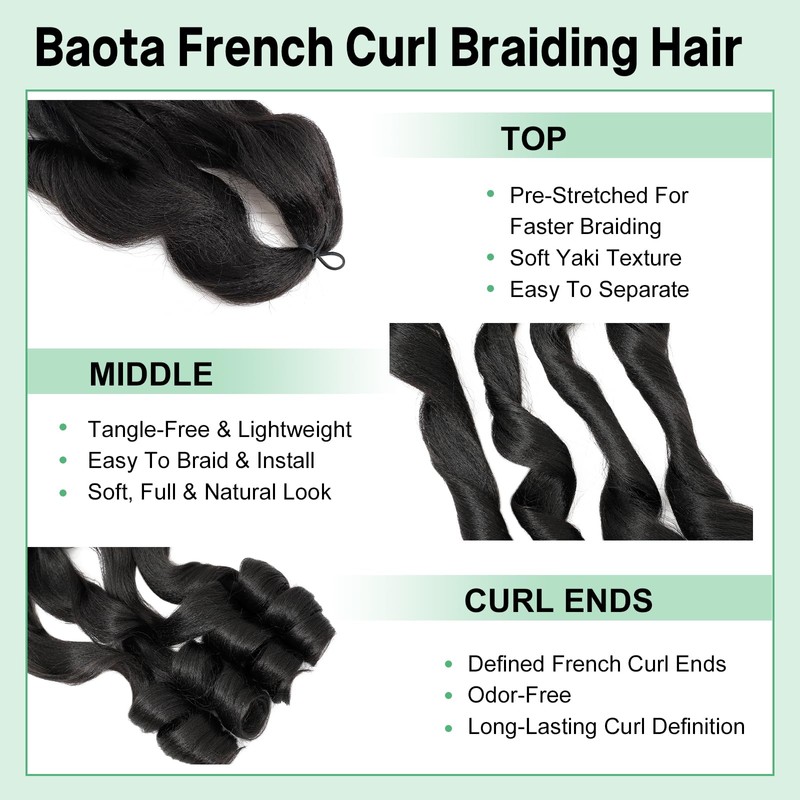 French Curl Braiding Hair 12 Inch 1B 4 Packs