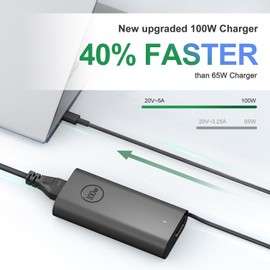 Replacement for Dell 100W Laptop Charger USB C Type C GAN Slim AC Adapter, Latitude 5440 5540 7440 5340 7340 9440 Precision 5480 5680 3580 3480 3581 Inspiron 14 7430 DA100PM220 Power Cord