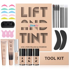 Libeauty Lash Perm and Black Dye Kit, Eyelash Lift and Brow Lamination with Black Tint 4 in 1 Set, Lash Lifting with Keratin, Complete Tools, Easy to Use, Last Up 6 Weeks