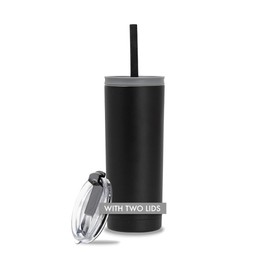 MIRA 20 oz Stainless Steel Vacuum Insulated Tumbler with 2 lids - Straw Lid & Flip Lid - Insulated Travel Tumbler Mug for Hot or Cold Drinks - Black