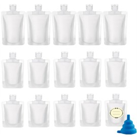 TUZAZO - 15 bolsas vacías recargables de tamaño de viaje, aprobadas por la TSA para artículos de cambiador, loción, champú y acondicionador, bolsas exprimibles para cosméticos a prueba de fugas (30 ml/50 ml/100 ml), Claro, 30ml, 50ml, 100ml, Bolsas recar