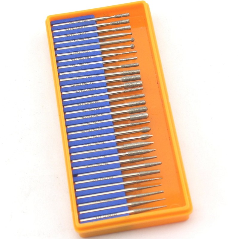 JINGLING Diamond Grinding Head Set Carving Bur Rotary Bit for