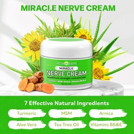 Miracle Nerve Cream - Maximum Strength - Turmeric and Arnica Blend for Neuropathy Discomfort Relief - Soothing Foot & Hand Formula with MSM, B6, E - Made in USA