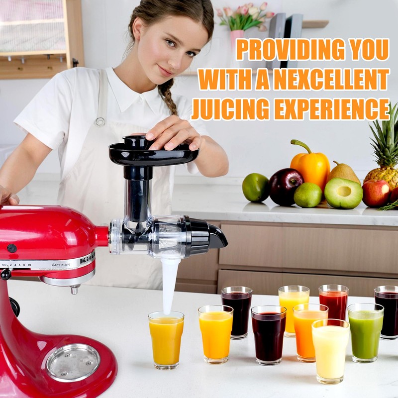 Masticating Juicer Attachment Compatible with KitchenAid Stand Mixers, Cold Press