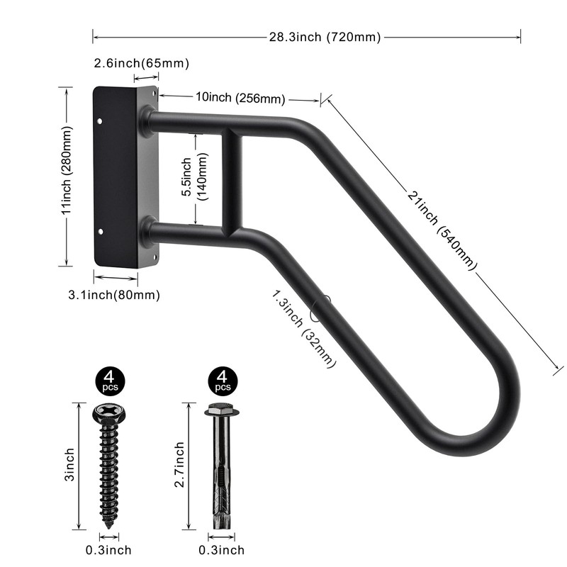 SELEWARE Heavy Duty Wall Mount Handrails for Indoor Outdoor 1-3