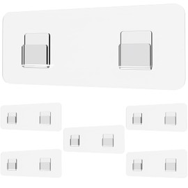 Jovware Shower Caddy Adhesive Replacement, Shower Shelf Adhesive, Shower Adhesive Strips, Adhesive Stickers Transparent 2 Flat Hooks 6 1/2" 6 Pack