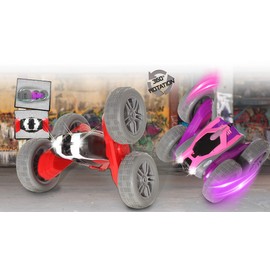 JAMARA 410175 SpinX Stunt Car, 2.4 GHz-4WD, rollover resistant, overcomes almost any obstacle and extreme inclines, also drives on the back, 360° rotations, LED, purple/pink
