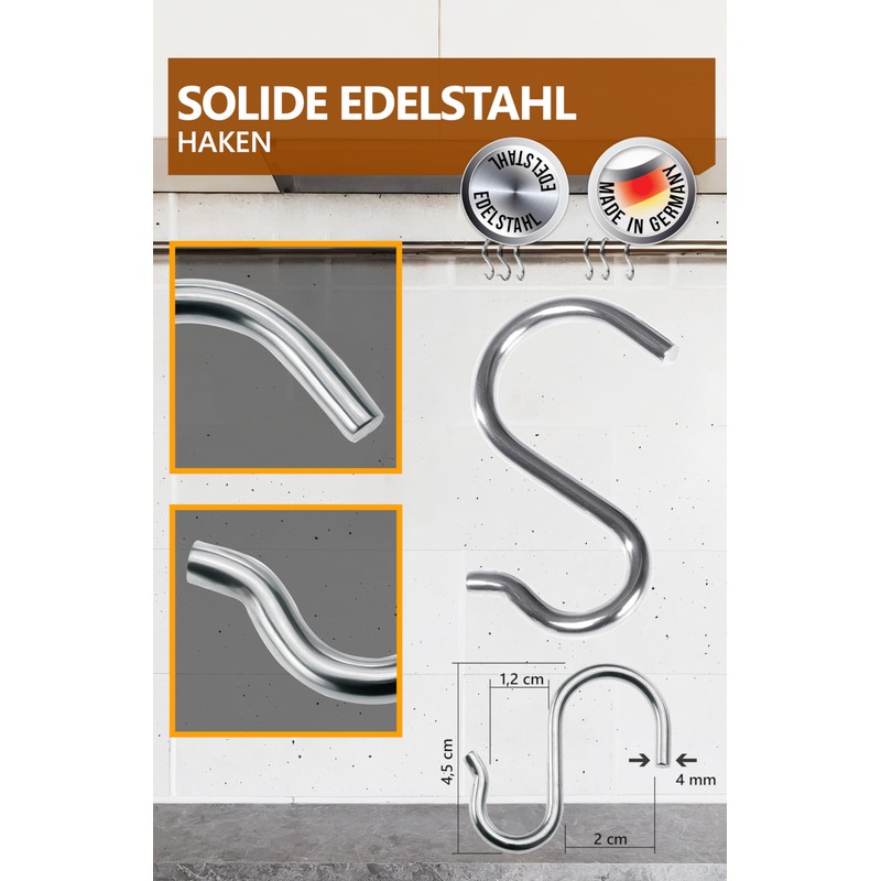 Menz S Hooks - Set of 20 - Solid Stainless