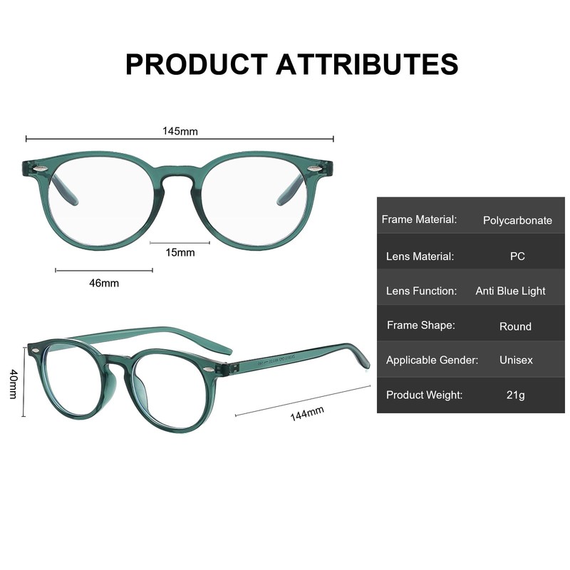 Long Keeper Blue Light Filter Glasses Women Men Retro Round