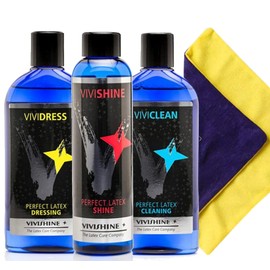 Vivishine 150ml - Vividress 250ml - Viviclean 250ml - Viviwipe Combo - for Latex Clothing