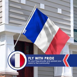 【Fly Breeze】Acbaeta France Flag 3x5 FT, Quadruple Stitched 100D Heavy Polyester France Flags with Brass Grommets, Vivid Color & UV Fade Resistant, French Nautical Decor with Canvas Header & Double Stitched (France Flag)