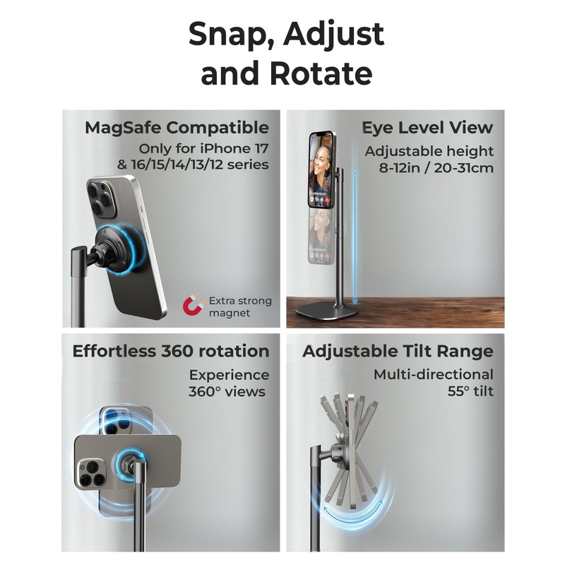 COOPER MagStand, Adjustable Magnetic iPhone Stand for Desk & Phone