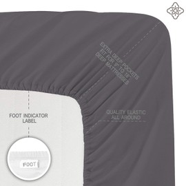 BIOWEAVES 100% Organic Cotton 1 Fitted Sheet Only, 300 Thread Count Soft Sateen Weave GOTS Certified with deep Pockets (King, Gray)