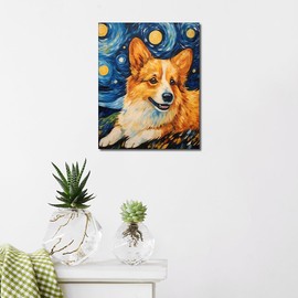 TUMOVO Paint by Number for Adults,Corgi Oil Painting for Kids Cute Puppy Animal and Starry Sky Painting Paint by Number Kits Acrylic Paint,Drawing Paintwork with Paintbrushes Home Decor16x20 inch
