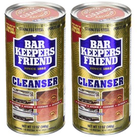 Bar Keepers Friend Powder Cleanser 12 Oz - Multipurpose Cleaner & Stain Remover - Bathroom, Kitchen & Outdoor Use - for Stainless Steel, Aluminum, Brass, Ceramic, Porcelain, Bronze and More (2 Pack)