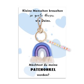 Zidoley Patenonkel Fragen - Willst du mein Patenonkel sein - Geschenk Beste Patenonkel Schlüsselanhänger, Tolle Karte, Taufgeschenke für Paten (Blau, Patenonkel)