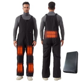 RCVICTY Men's Heated Insulated Ski Bib Overalls with Battery, Waterproof Winter Snow Pants for Work, Hunting, Fishing, Snowmobiling (Men, L)