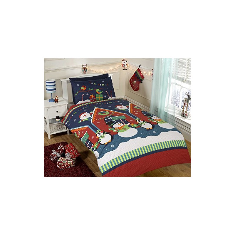 Father Christmas Kids Xmas Snowman Penguin Santa Quilt Duvet Cover