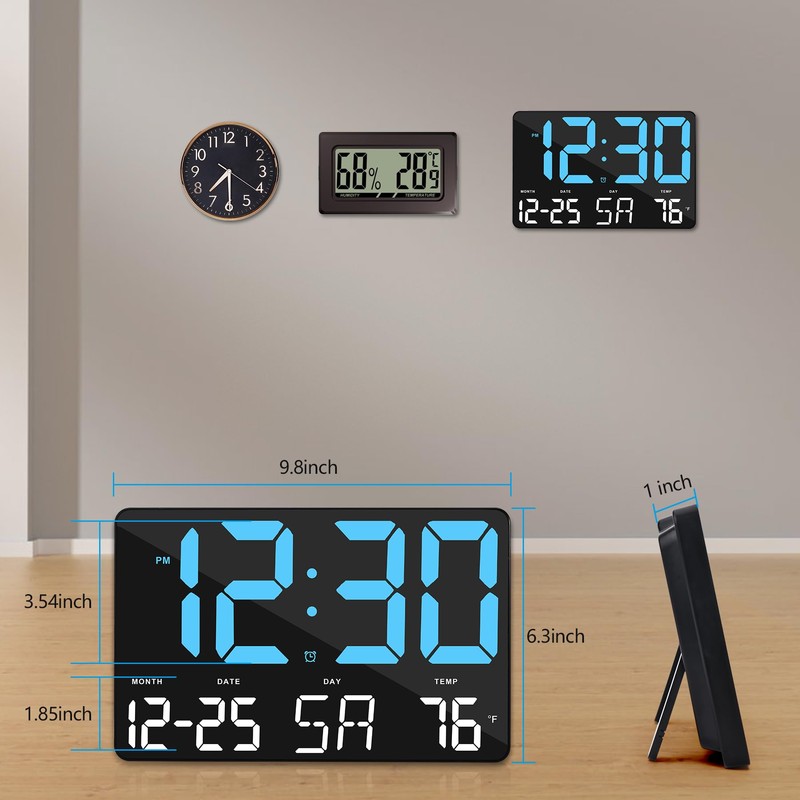 SZELAM Digital Clock Large Display,11.5" Digital Wall Clock with Remote