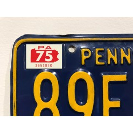 1975 Pennsylvania License Plate Registration Sticker, PA, Classic, Vintage, Tag