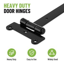 SPARKWHIZ Gate Hinges Heavy Duty Door Hinges 12 inch with 14 Mounting Screws for Gates, Barns, Sheds, Cabinets, Black Coating for Rust and Corrosion Prevention, 2 Pack