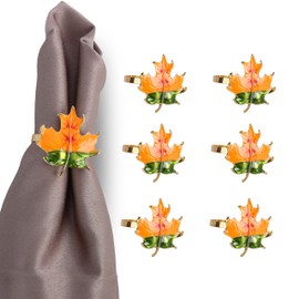 Maple Leaf Napkin Rings Set of 6 Metal Orange