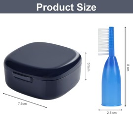 flintronic Zahnprothesenbox mit Hängender Sieb, Tragbare Prothesendose Abdeckung mit 1 Prothesen Reinigerbürsten, Prothesen Bade Box, Reisebehälter für Zahnprothesen-Aufbewahrung (Blau)