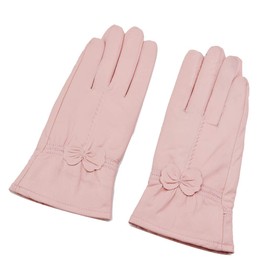 Sandy Ting Simple Sytle Women Winter Warm Lambskin Driving Leather Gloves (Large, Light Pink)