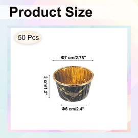 sourcing map 50 Pcs Single-Sided Aluminum Foil Cupcake Liners, Greaseproof Muffins Baking Cupcakes for Wedding Birthday Party Decoration, Black Yellow (Round-Pattern)
