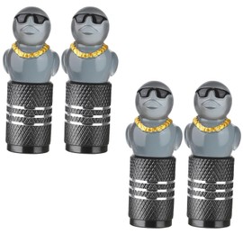 Funny Valve Stem Caps，Little Buddy Valve Cap，Glow in The Dark Tire Valve Caps，Luminous Tire Valve Stem，Fluorescent tire Valve caps（Bright Black）