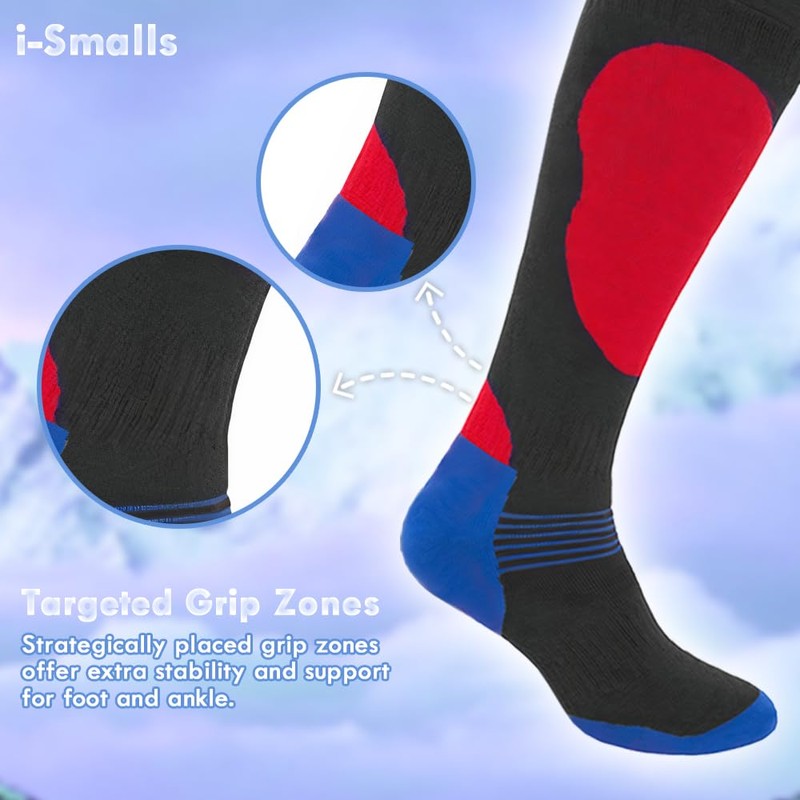 i-Smalls Men's Performance Ski Socks Knee High Compression Support Warm,