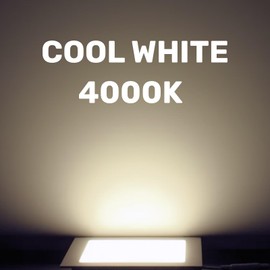 paul russells Ultra Slim LED Recessed Ceiling Spotlights - 18W Cool White (4000K) IP20, Cutout 200-205mm, Square Downlight for Kitchen, Bathroom, Living Room and More Ceiling Mounted use, 1 Pack