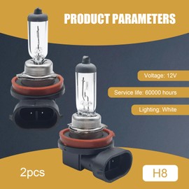 gunhunt 2 PCS Car H8-35W Halogen Bulb, 12V Quartz Lamp Ultra-bright Beam Low/High Beam Fog Light Replacement, All-in-one Plug and Play Bulb, Universal Lighting for Car (Warm White Light)
