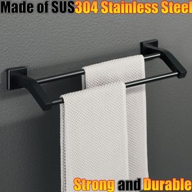Alise Double Bath Towel Bars Towel Racks for Bathroom,Wall Mount Towel Holder Heavy Duty 17-Inch Towel Hanger Rail,GK9400-B SUS304 Stainless Steel Matte Black