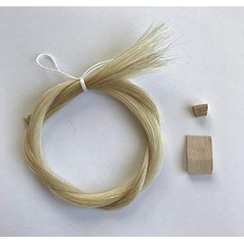 MI&VI Mongolian Horse Hair for Violin, Viola Bows - Unbleached, White 29.5" (1 Hank, Prepared, Includes Plug and Wedge) (1 Hank)